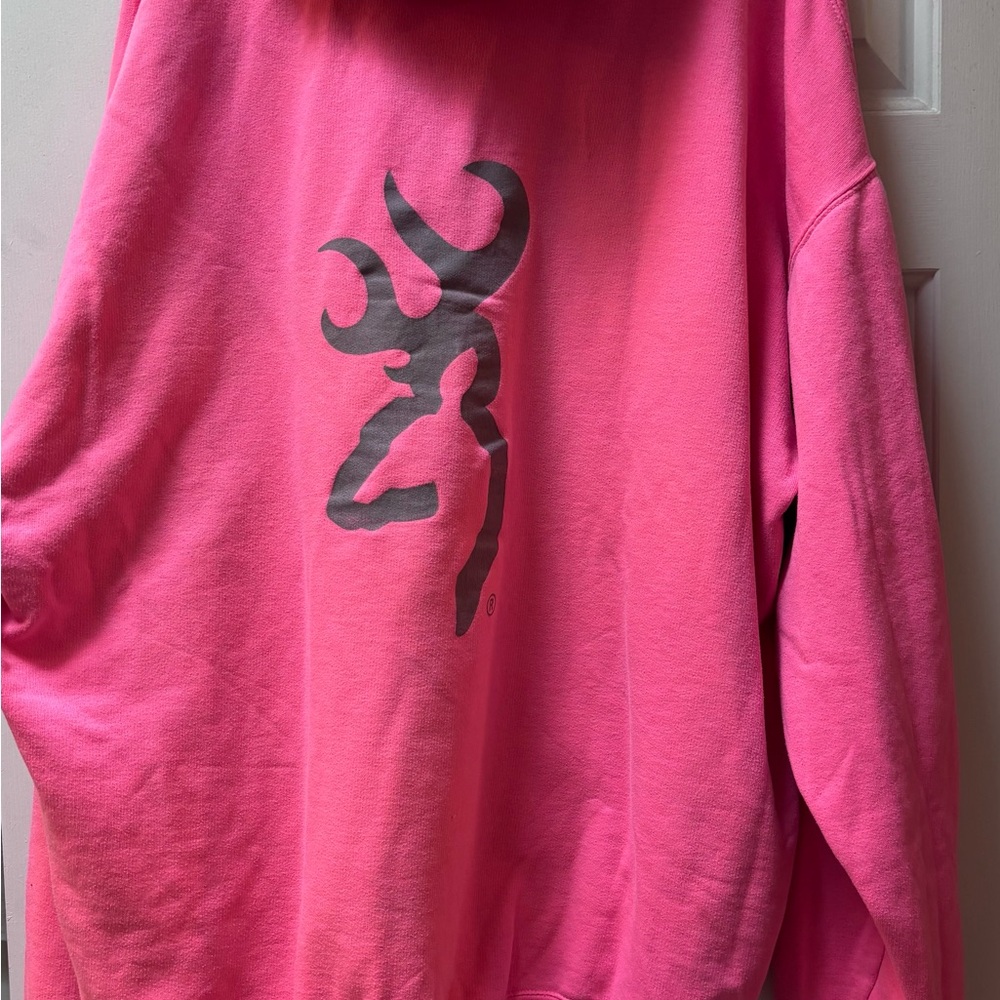 Browning Pink Hoodie with Yellow and Black Logo